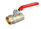 Forged Water 2 Brass Ball Valve Double Female Thread Red Level Long Handle